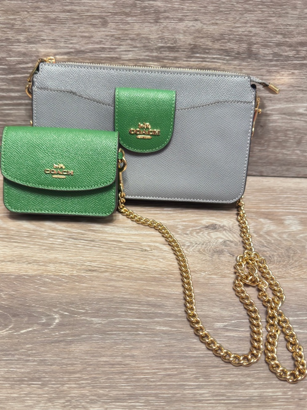 Coach Poppy Crossbody With Card Case In Colorblock- IM/Kelly Green Multi Color